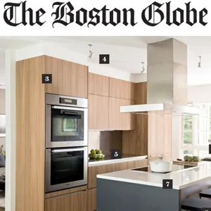 Poliform Varenna - elm kitchen cabinetry - in Boston Globe Magazine October 11 2015 - at Showroom