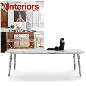 Flexform - Perseo marble table by Mario Mazzer - in Modern Luxury Interiors Boston October 2018 - at Showroom