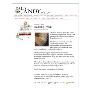 Muse Group - bedding - in Daily Candy September 2008 - at Showroom